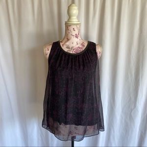 Converse sz:s Purple Black Patterned Sleeveless Blouse